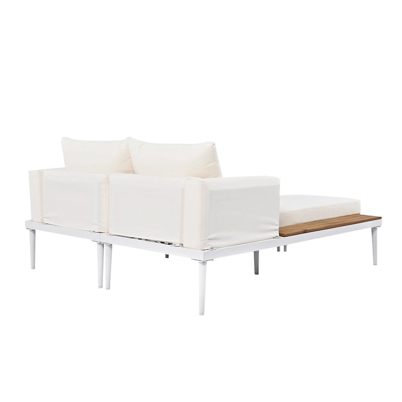 Lit de repos extérieur avec espaces latéraux en bois d'acacia
