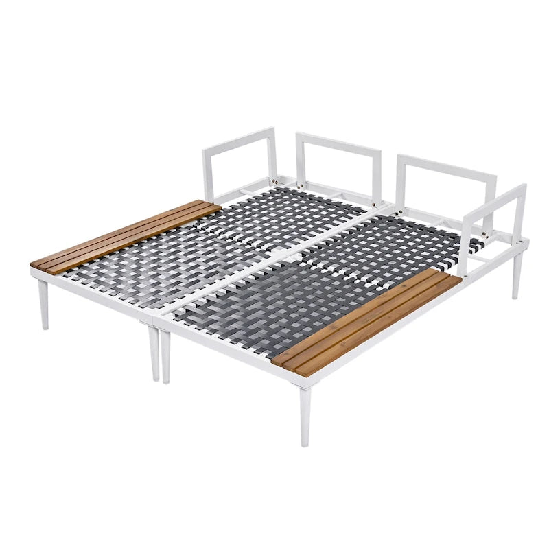 Lit de repos extérieur avec espaces latéraux en bois d'acacia