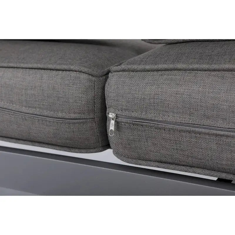 Canapé Cabo en aluminium, cadre gris avec coussin.