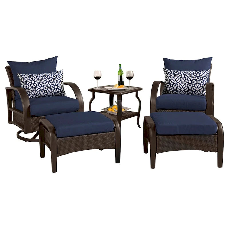 Ensemble fauteuil club de jardin et ottoman Barcelo 5 pièces Sunbrella