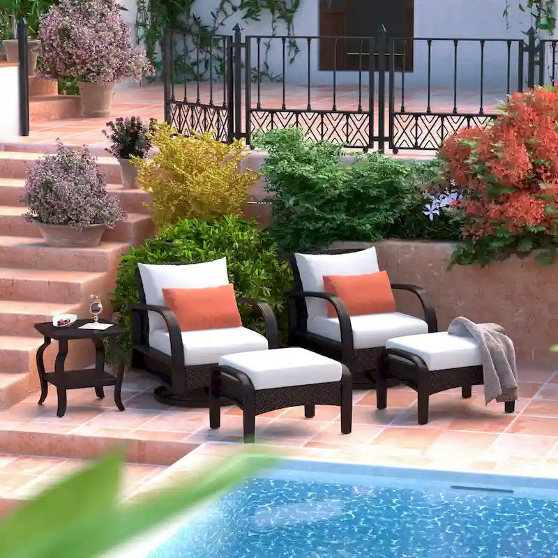 Ensemble fauteuil club de jardin et ottoman Barcelo 5 pièces Sunbrella