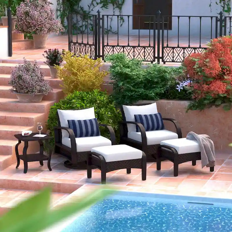 Ensemble fauteuil club de jardin et ottoman Barcelo 5 pièces Sunbrella