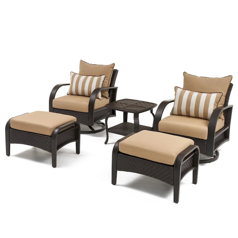 Ensemble fauteuil club de jardin et ottoman Barcelo 5 pièces Sunbrella