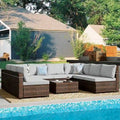 Ensemble sectionnel d'extérieur Patio Watcher en rotin 8 places avec coussins et table basse