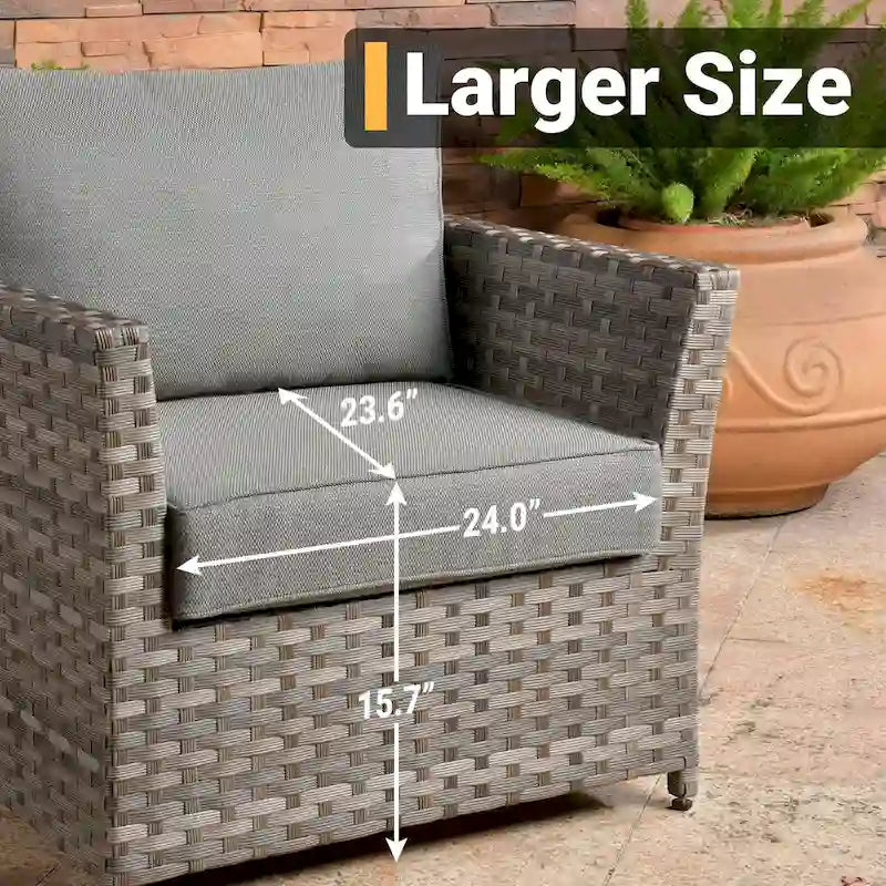 HOOOWOOO Ensemble de Meubles de Jardin Extérieur en Osier Gris 10 Pièces avec Foyer