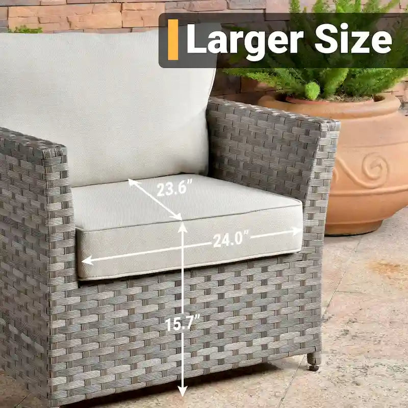 HOOOWOOO Ensemble de Meubles de Jardin Extérieur en Osier Gris 10 Pièces avec Foyer