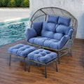 Outdoor Rocking Rattan Egg Patio Chair with Cushions - Light Grey