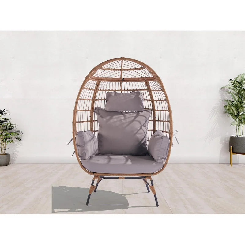 Fauteuil suspendu œuf en osier avec cadre en acier, capacité max. 200 kg