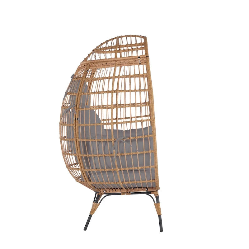 Fauteuil suspendu œuf en osier avec cadre en acier, capacité max. 200 kg