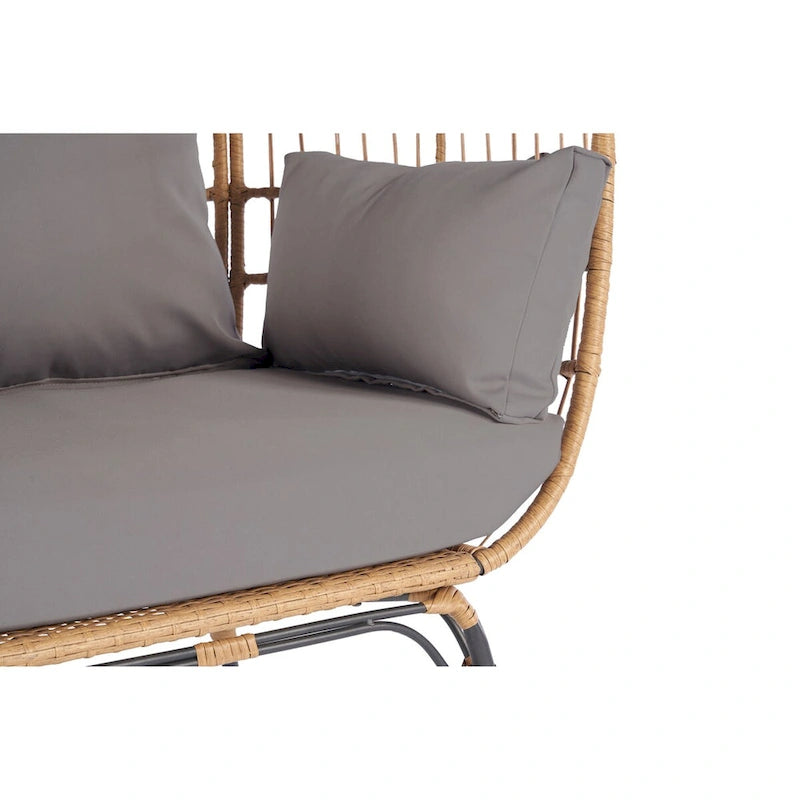 Fauteuil suspendu œuf en osier avec cadre en acier, capacité max. 200 kg