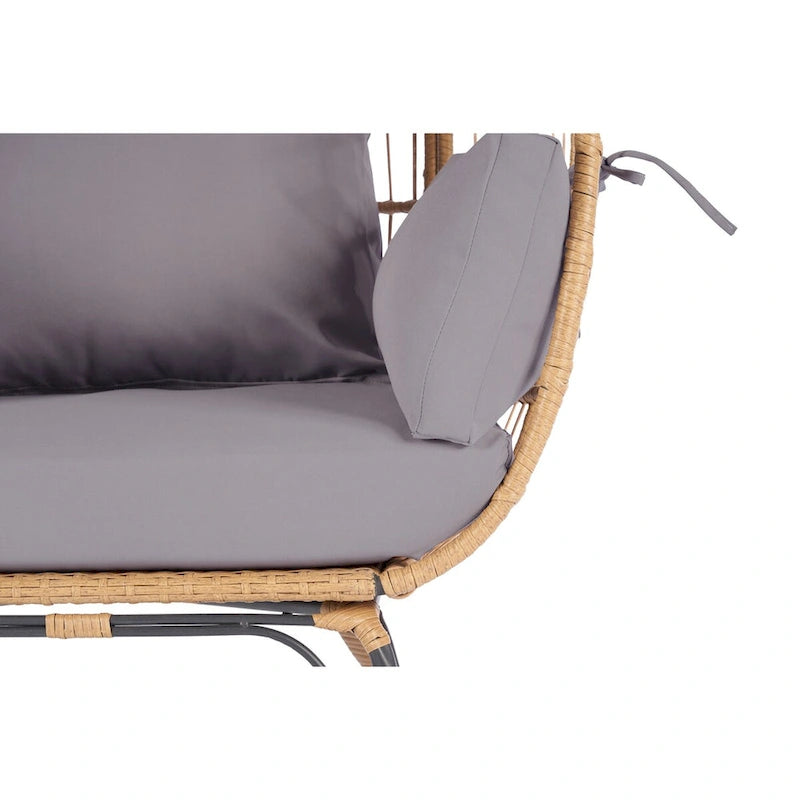 Fauteuil suspendu œuf en osier avec cadre en acier, capacité max. 200 kg