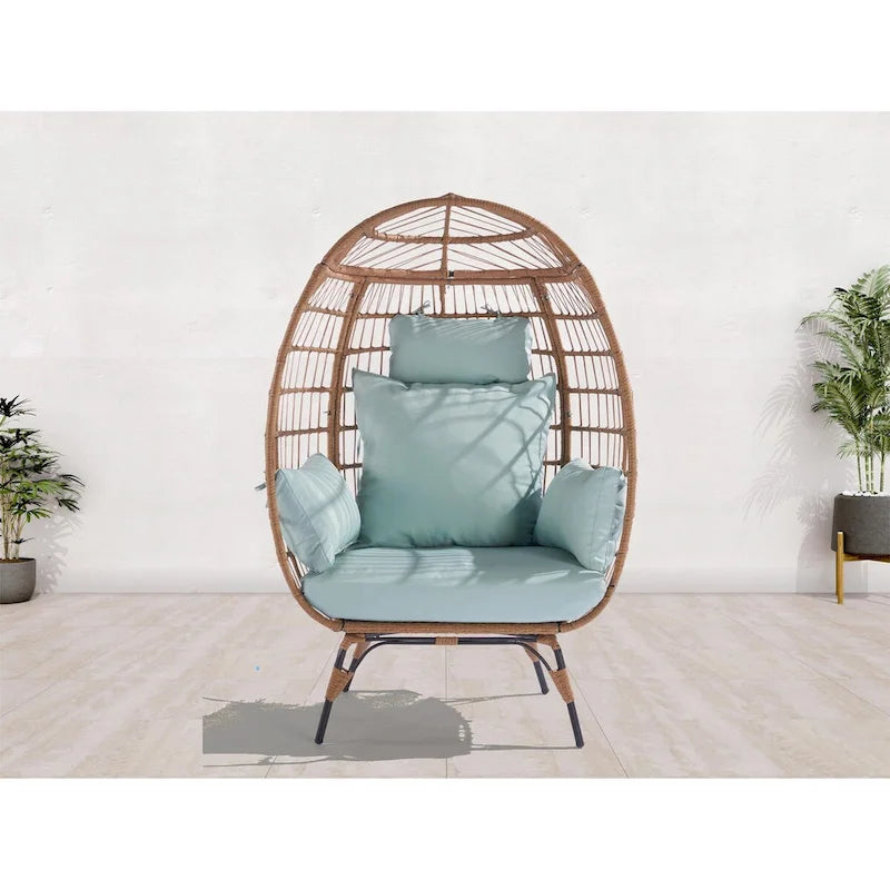Fauteuil suspendu œuf en osier avec cadre en acier, capacité max. 200 kg
