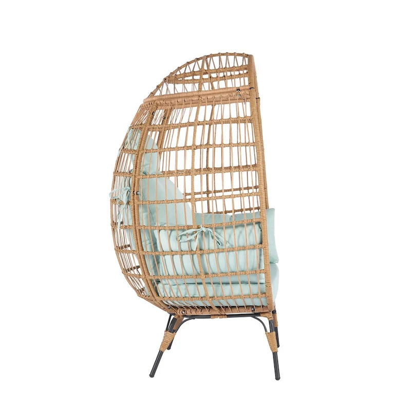 Fauteuil suspendu œuf en osier avec cadre en acier, capacité max. 200 kg
