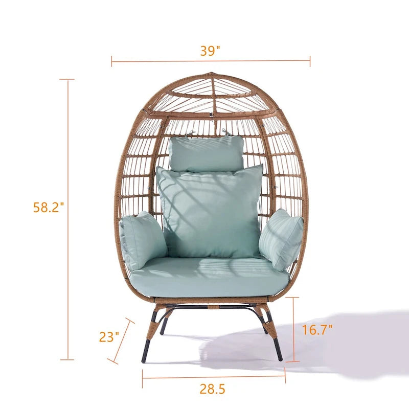 Fauteuil suspendu œuf en osier avec cadre en acier, capacité max. 200 kg