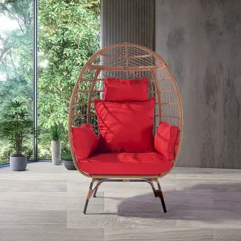 Fauteuil suspendu œuf en osier avec cadre en acier, capacité max. 200 kg