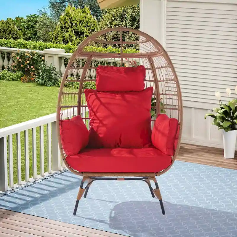 Fauteuil suspendu œuf en osier avec cadre en acier, capacité max. 200 kg