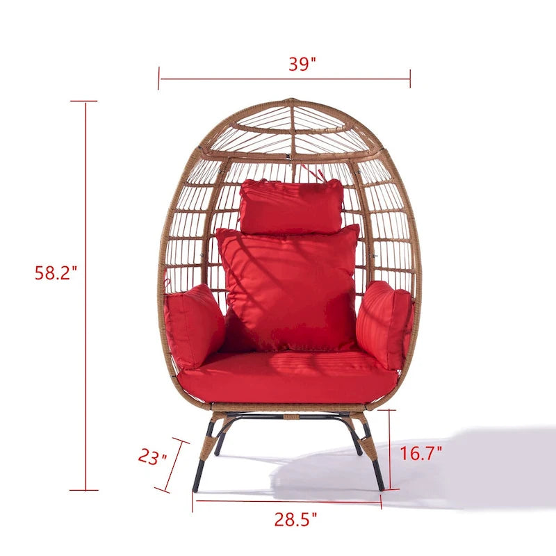 Fauteuil suspendu œuf en osier avec cadre en acier, capacité max. 200 kg