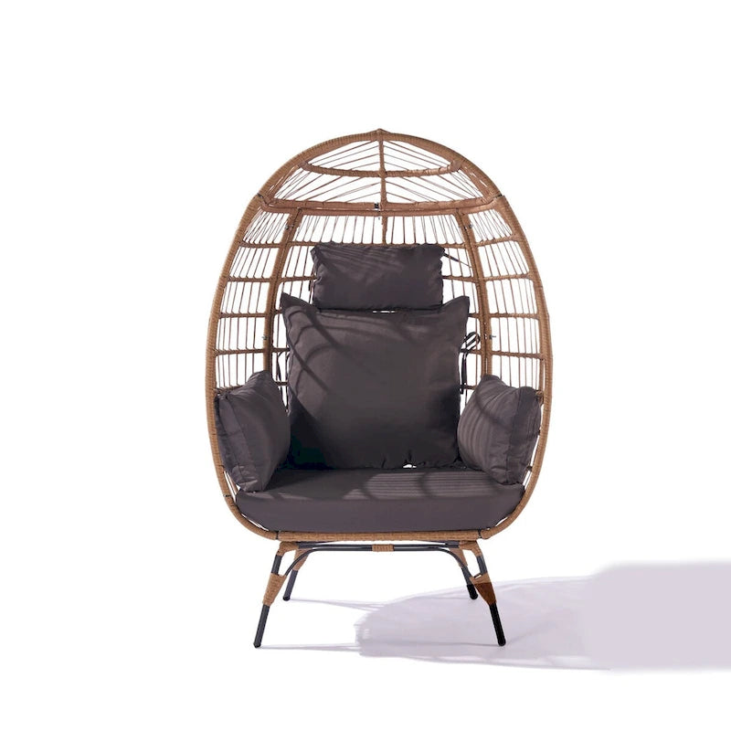 Fauteuil suspendu œuf en osier avec cadre en acier, capacité max. 200 kg