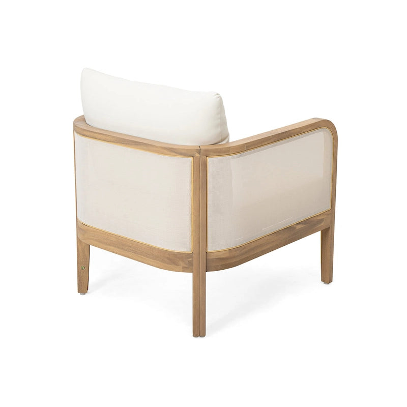 Fauteuil d'extérieur Linksy en bois d'acacia moderne avec coussins beiges par Christopher Knight Home