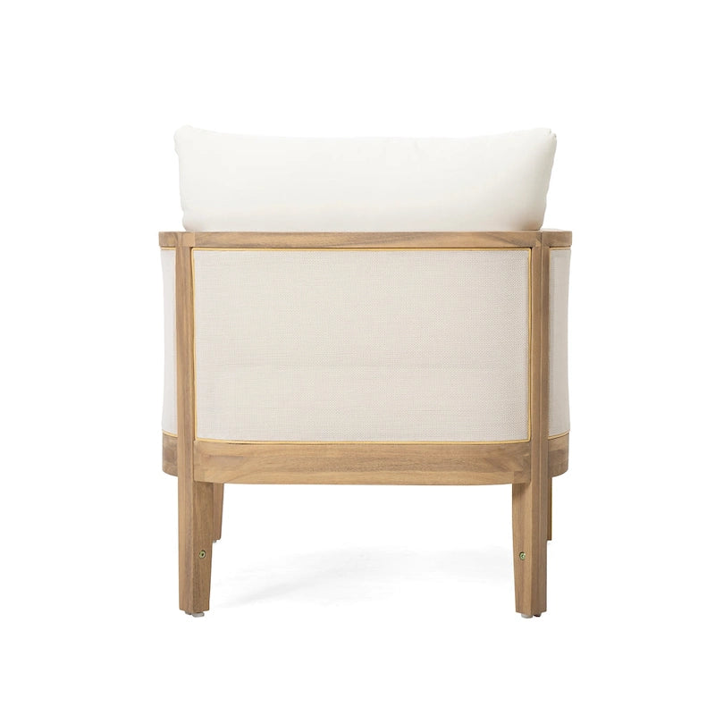 Fauteuil d'extérieur Linksy en bois d'acacia moderne avec coussins beiges par Christopher Knight Home