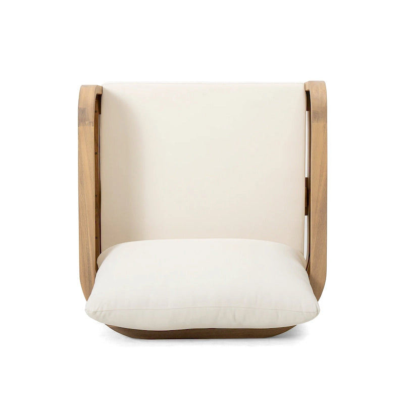 Fauteuil d'extérieur Linksy en bois d'acacia moderne avec coussins beiges par Christopher Knight Home