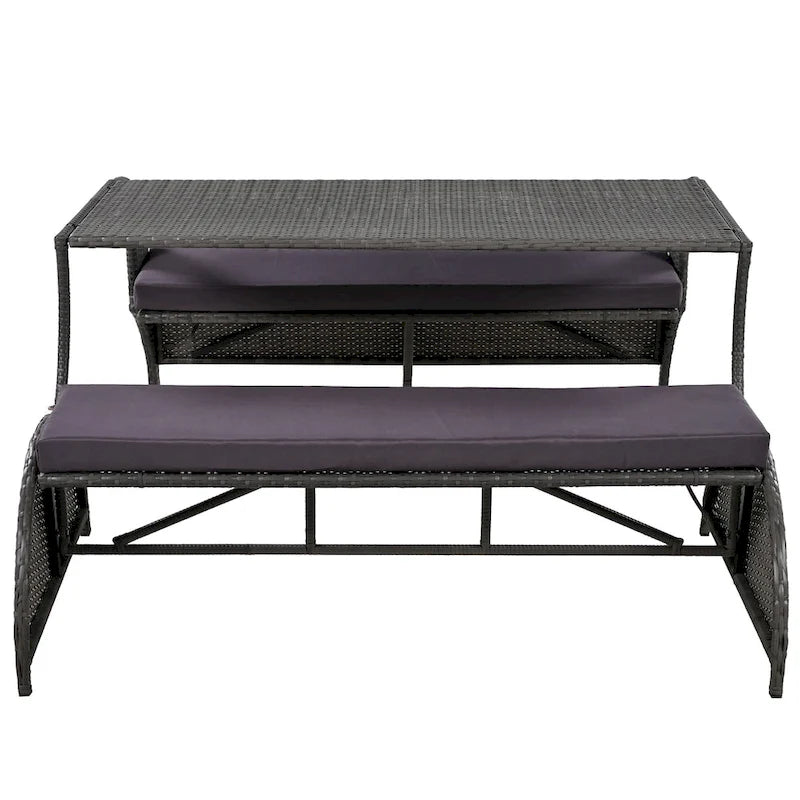 Causeuse d'extérieur convertible en quatre sièges et une table, idéale pour les jardins et les pelouses