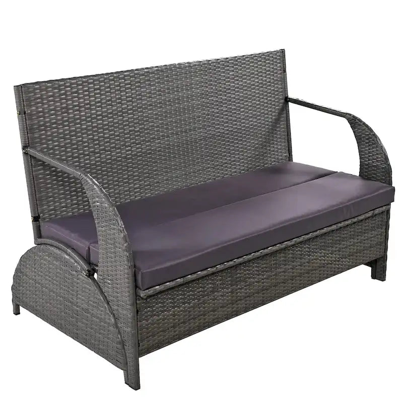Causeuse d'extérieur convertible en quatre sièges et une table, idéale pour les jardins et les pelouses