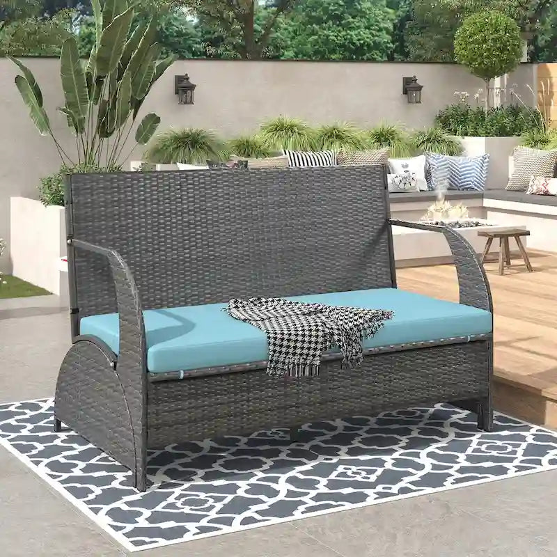 Causeuse d'extérieur convertible en quatre sièges et une table, idéale pour les jardins et les pelouses