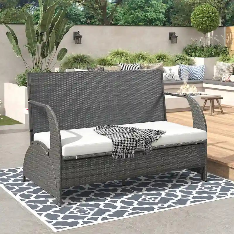 Causeuse d'extérieur convertible en quatre sièges et une table, idéale pour les jardins et les pelouses