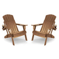 WINSOON Chaise Adirondack pliante d'extérieur tout temps en PEHD avec porte-gobelet, ensemble de 2