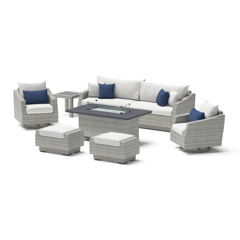 Ensemble de mobilier de patio avec foyer Cannes 8 pièces Sunbrella