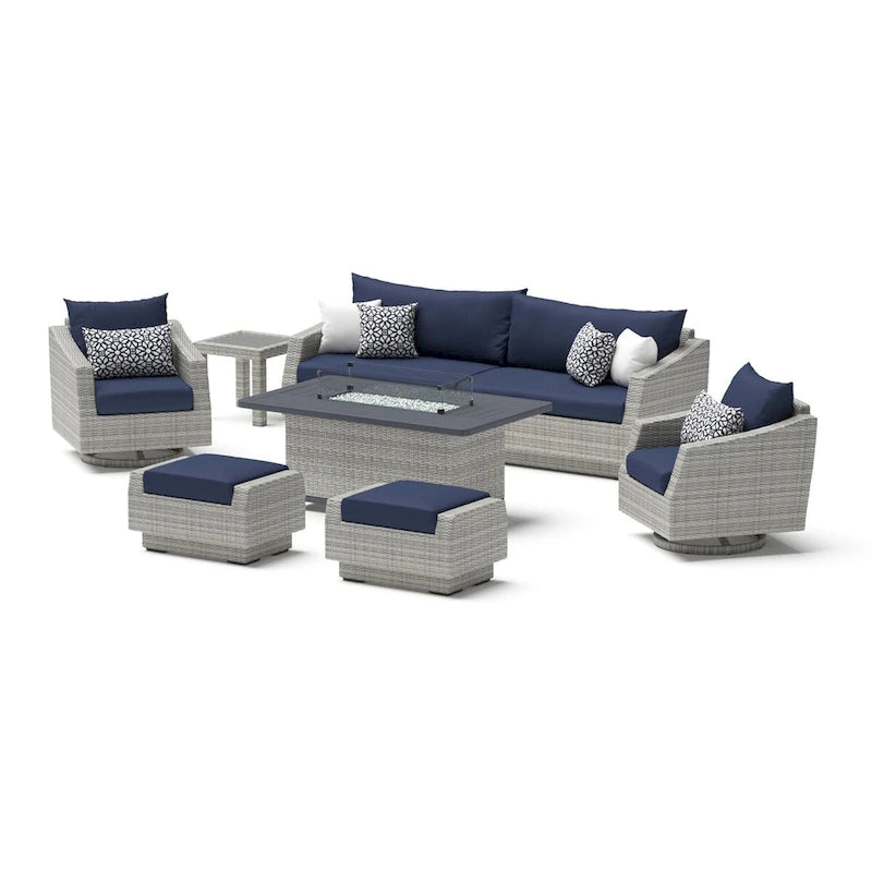 Ensemble de mobilier de patio avec foyer Cannes 8 pièces Sunbrella