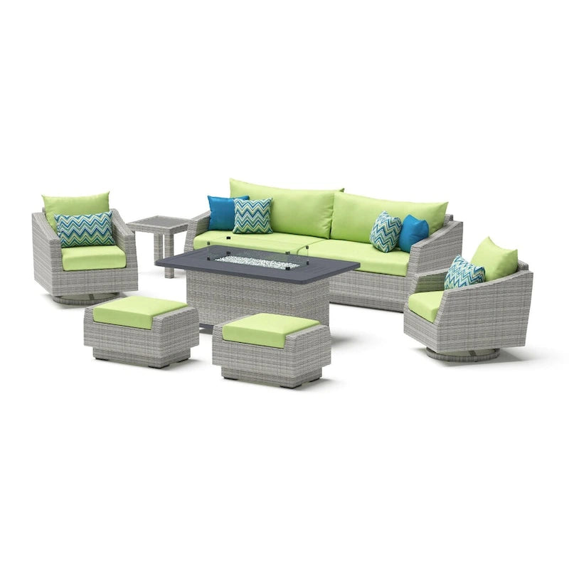 Ensemble de mobilier de patio avec foyer Cannes 8 pièces Sunbrella
