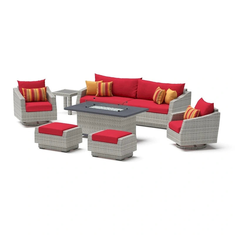 Ensemble de mobilier de patio avec foyer Cannes 8 pièces Sunbrella