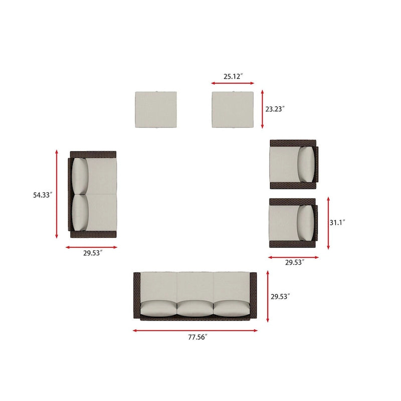 Ensemble de mobilier de jardin 6 places Laguna