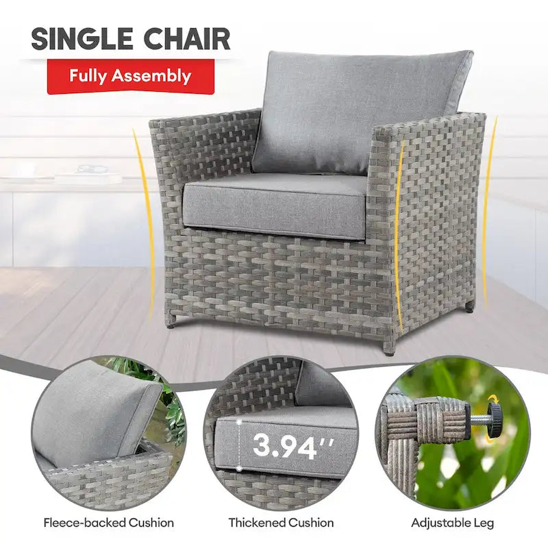 Ensemble de mobilier de patio sectionnel XIZZI 9 pièces avec fauteuils pivotants à bascule