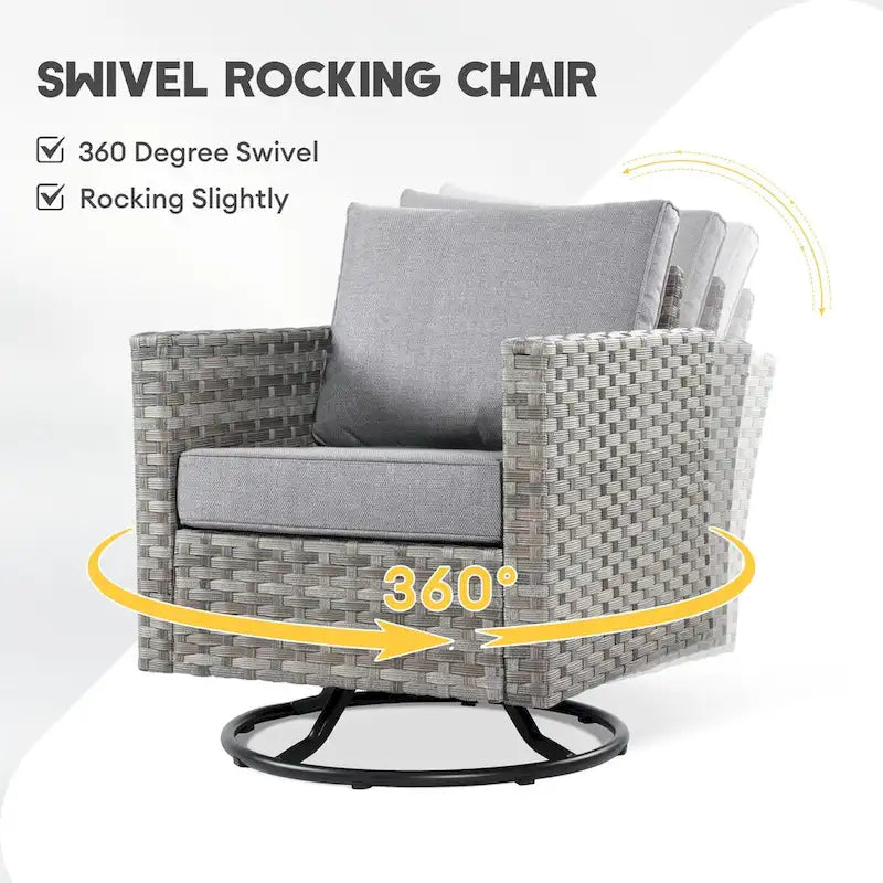 Ensemble de mobilier de patio sectionnel XIZZI 9 pièces avec fauteuils pivotants à bascule