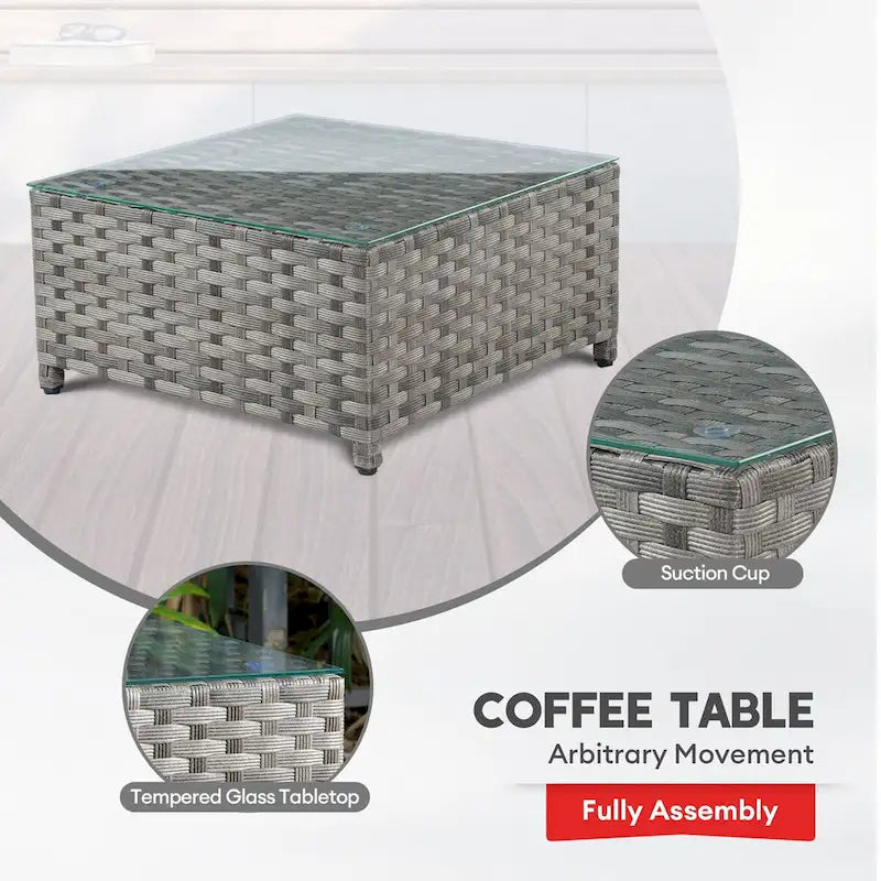 Ensemble de mobilier de patio sectionnel XIZZI 9 pièces avec fauteuils pivotants à bascule