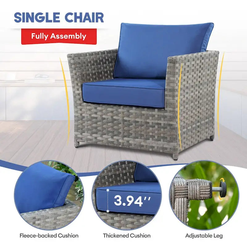 Ensemble de mobilier de patio sectionnel XIZZI 9 pièces avec fauteuils pivotants à bascule