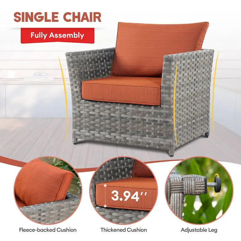 Ensemble de mobilier de patio sectionnel XIZZI 9 pièces avec fauteuils pivotants à bascule
