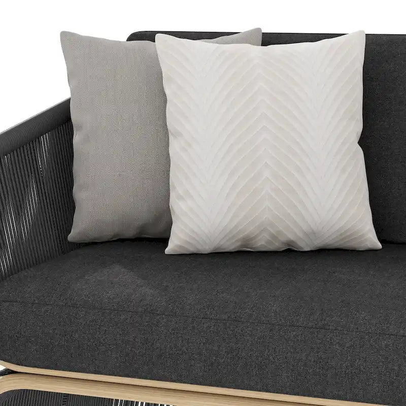 Ensemble de conversation extérieur 4 pièces en osier Corvus Ida avec tissu Sunbrella