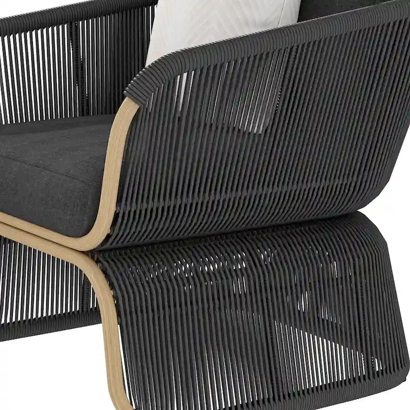 Ensemble de conversation extérieur 4 pièces en osier Corvus Ida avec tissu Sunbrella