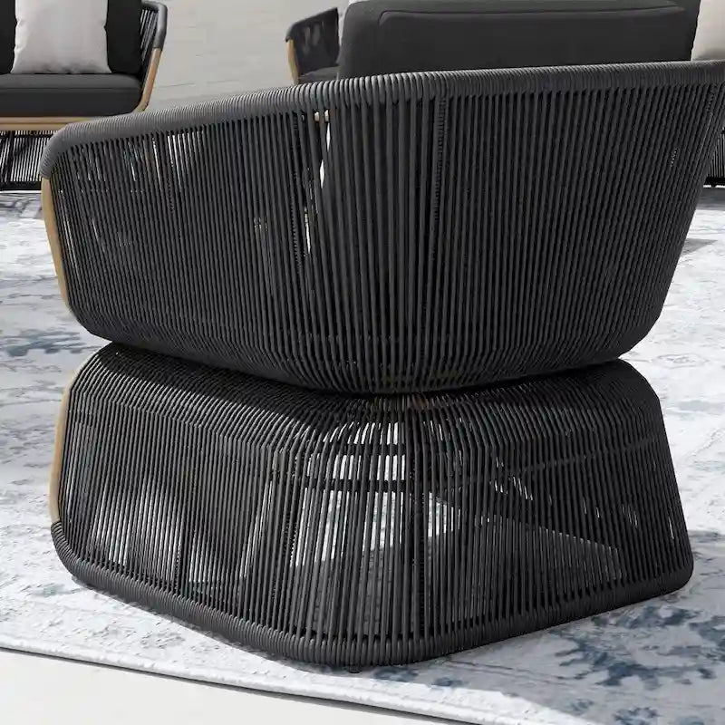 Ensemble de conversation extérieur 4 pièces en osier Corvus Ida avec tissu Sunbrella
