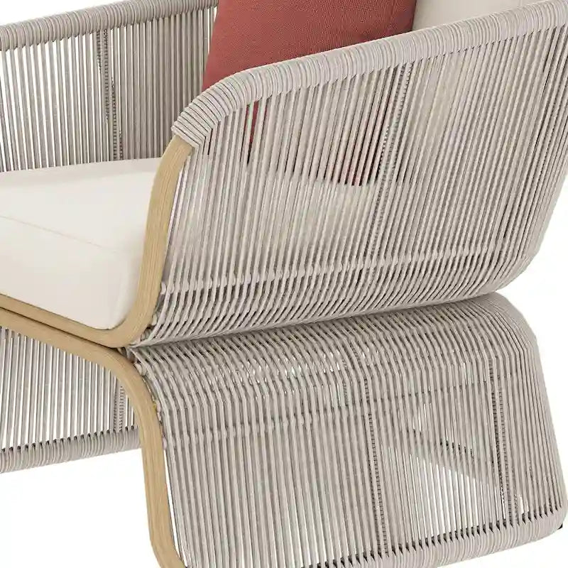 Ensemble de conversation extérieur 4 pièces en osier Corvus Ida avec tissu Sunbrella