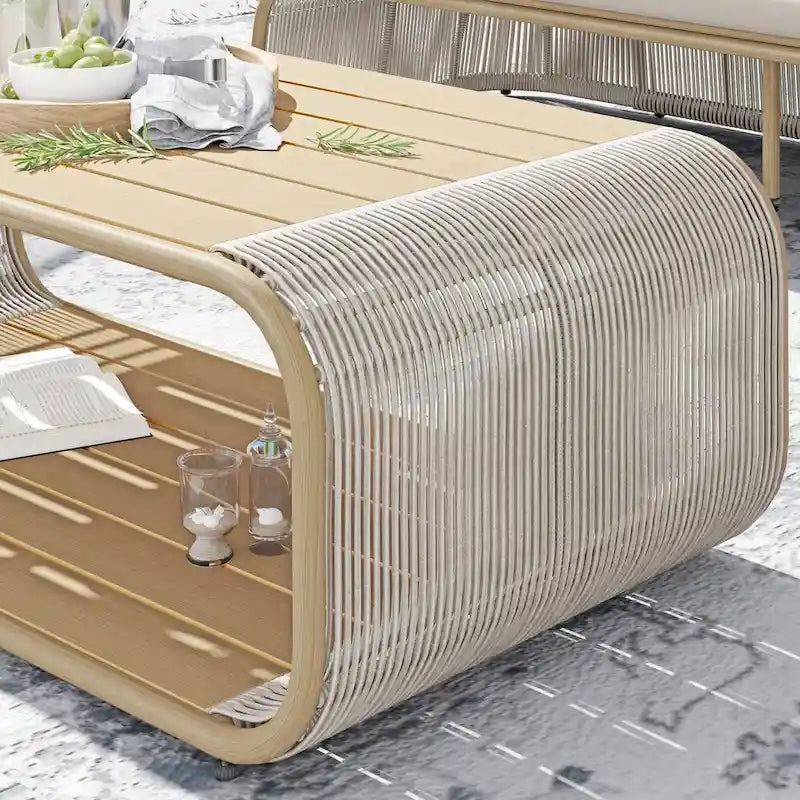 Ensemble de conversation extérieur 4 pièces en osier Corvus Ida avec tissu Sunbrella