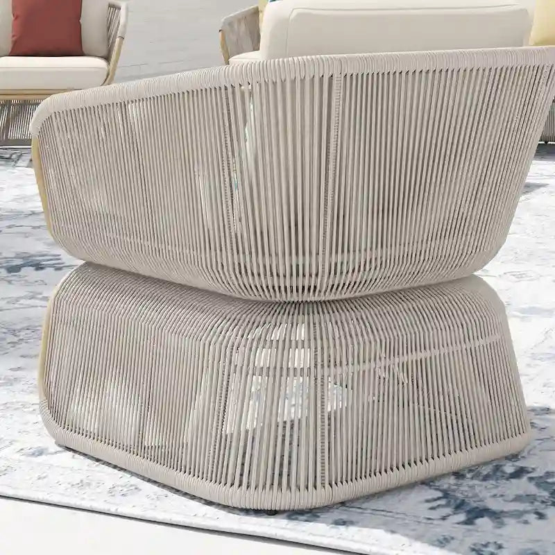 Ensemble de conversation extérieur 4 pièces en osier Corvus Ida avec tissu Sunbrella