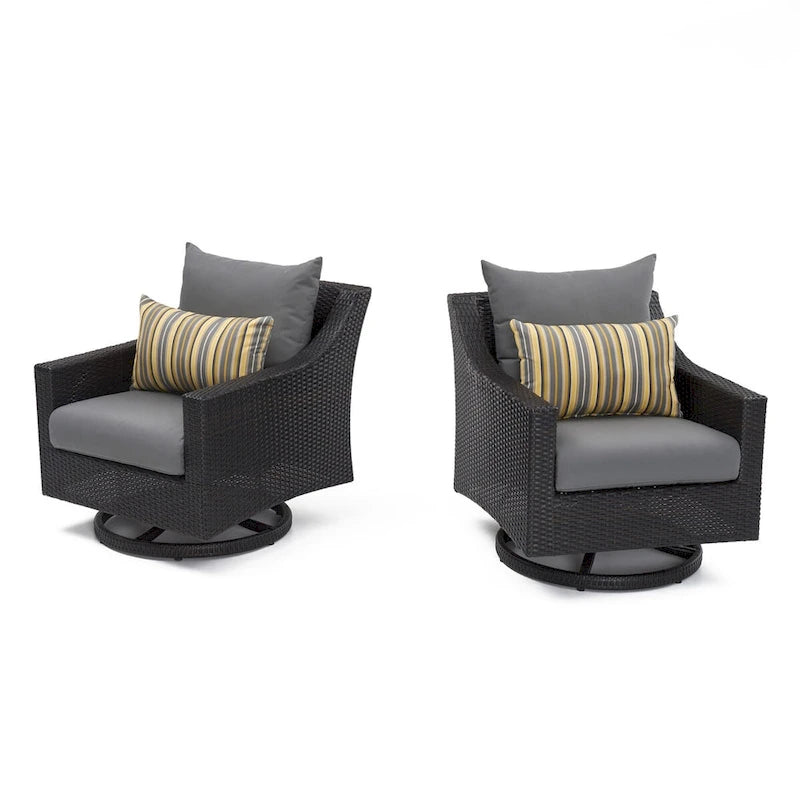 Ensemble de conversation de patio Deco 5 pièces Sunbrella avec brasero et fauteuils pivotants