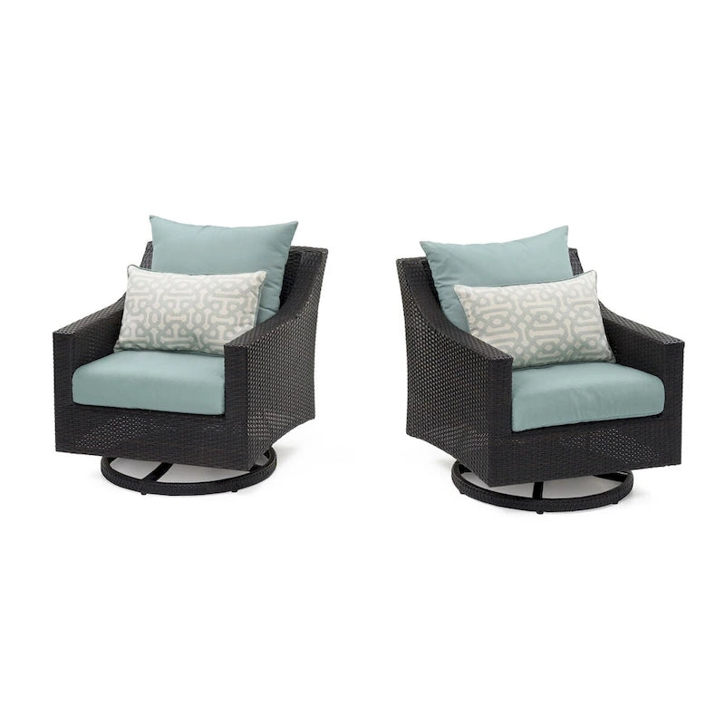 Ensemble de conversation de patio Deco 5 pièces Sunbrella avec brasero et fauteuils pivotants