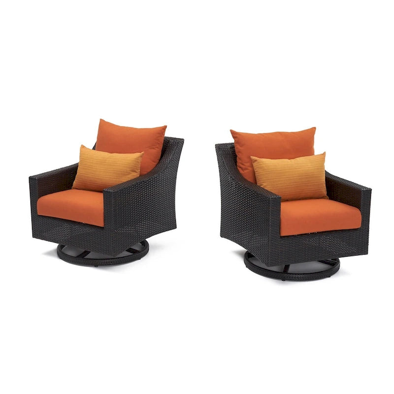 Ensemble de conversation de patio Deco 5 pièces Sunbrella avec brasero et fauteuils pivotants