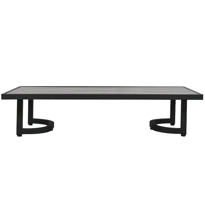 Canapé d'angle d'extérieur en acier 4 places avec table et coussins
